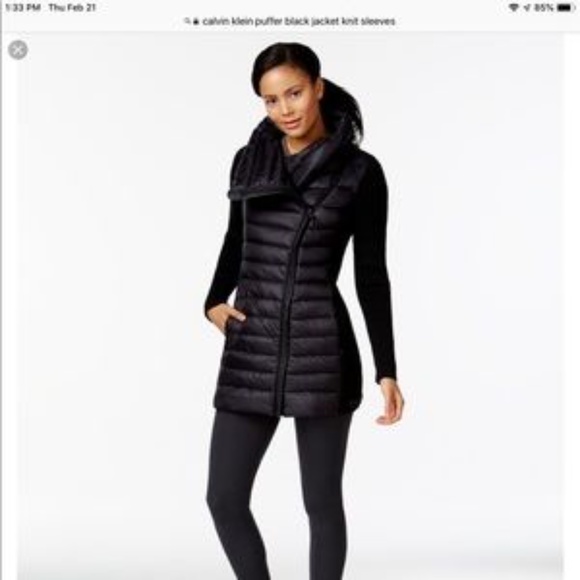 calvin klein asymmetrical puffer jacket